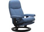 Relaxsessel STRESSLESS "Consul", blau (lazuli blau batick), B:85cm H:100cm T:77cm, Leder BATICK: BATICK ist ein leicht korrigiertes, durchgefärbtes und genarbtes Möbelleder, bei dem die meisten Unebenheiten und Spuren in der Regel entfernt wurden.;Leder PALOMA: PALOMA ist ein durchgefärbtes Semianilin-Möbelleder mit natürlicher Narbung.;ROHLEDER Stoff Q2 FARON: Ein fester zuverlässiger Bouclé mit