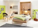 Schrankbett PRIESS "Ancona Schrankklappbett Jugendbett Klappbett Wandbett", braun (struktureichefarben hell), H:211cm, Schrankbetten, Schrankbett, mit Lattenrost, Regal und LED-Beleuchtung, in 3 Breiten