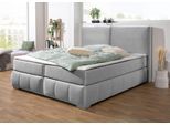 Boxspringbett HOME AFFAIRE "Wehma", silber, B:210cm L:233cm, Struktur fein (100% Polyester), Komplettbetten, Boxspringbett, inkl. Topper in 3 verschiedenen Matratzen, auch in Samtstoff