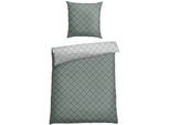Bettwäsche SCHIESSER "Mabel aus weicher Baumwolle mit abstraktem Muster", grün, B/L: 155cm x 220cm, 1 Stk., 1 Stk., Renforcé, B/L:, 2 Stk., Renforcé, Obermaterial: 100% Baumwolle, Bettwäsche, Bettwäsche, MADE IN GREEN by OEKO-TEX
