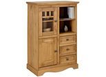 Highboard OTTO HOME "Melissa", beige (natur gebeizt, gewachst), B:80cm H:120cm T:45cm, Sideboards, Highboard, Vitrine, Breite 80 cm