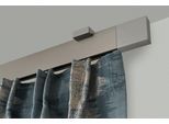 Gardinenstange GARESA "FLAT", silber (vernickelt), L:180cm, Aluminium, Gardinenstangen, Gardinenstange, Rechteckprofil, Deckenmontage, perfekter Lauf, modern, verlängerbar