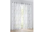 Vorhang KUTTI "Bella" Gr. 1, blau (weiß, beige, türkis), B:135cm H:145cm, Baumwolle, Polyester, Gardinen, Vorhang, Gardine, halbtransparent, Ausbrenner, bedruckt, Baumwolle-Polyester