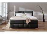 Boxspringbett HOME AFFAIRE "Wehma", grau (anthrazit), B:190cm L:233cm, Struktur fein (100% Polyester), Komplettbetten, Boxspringbett, inkl. Topper in 3 verschiedenen Matratzen, auch in Samtstoff
