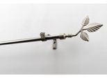 Gardinenstange GARESA "SHEET mit offenem Träger", silber (mattchromfarben), L:120cm Ø:16mm, Metall, Gardinenstangen, Gardinenstange, Vorhanggarnitur, verlängerbar, Knopf mit Blätter, ohne Ringe