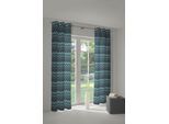 Vorhang WIRTH "Benewitz" Gr. 1, blau (petrol), B:132cm H:145cm, Jacquard, Baumwolle, Polyester, Gardinen, Vorhang