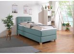 Boxspringbett HOME AFFAIRE "Fargo", blau (petrol), B:103cm L:207cm, Struktur fein (100% Polyester);Samtstoff (100% Polyester), Komplettbetten, Boxspringbett, inkl. Topper, in 3 Matratzenarten, in Samt- oder Strukturstoff