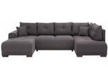 Wohnlandschaft HOME AFFAIRE "Viborg U-Form", grau (anthrazit), B:300cm H:91cm T:162cm, Filzoptik (100% Polyester);Struktur (100% Polyester);Struktur fein ( 100% Polyester), Sofas, Wohnlandschaft, mit Regal in der Armlehne, wahlweise mit Bettfunktion