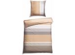 Bettwäsche SCHIESSER "Endy Stripes aus weicher Baumwolle mit großen und kleinen Streifen", beige, B/L: 135cm x 200cm, 1 Stk., 1 Stk., Renforcé, B/L: 80cm x 80cm, 2 Stk., Renforcé, Obermaterial: 100% Baumwolle, Bettwäsche, Bettwäsche, Made in Green
