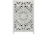 Stauraumschrank OTTO HOME "Kenmare", beige (naturfarben), B:100cm H:165cm T:40cm, Massivholz, Schränke, Stauraumschrank, Mangoholz, dekorative Schnitzereien, Breite 100 cm