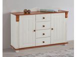 Kommode OTTO HOME "Sideboard, Anrichte, mit 3 Schubladen, 2 Türen", weiß (weiß, kirscbaumfarben), B:130cm H:91cm T:40cm, FSC-zertifiziertes Massivholz, Sideboards, Kommode, aus massiver Kiefer, Breite 130 cm