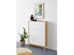 Schuhschrank OTTO HOME "Pandrup", weiß (wotan eiche, weiß), B:89cm H:125cm T:24cm, MDF, Schränke, Schuhschrank, mit 3 Klappen, ca. 8 Paar Schuhe pro Klappe, Höhe 125 cm