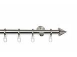 Gardinenstange GARESA "PALMA" Gr. 1, silber (edelstahlfarben), L:120cm Ø:20mm, Metall, Gardinenstangen, Gardinenstange, Vorhanggarnitur, verlängerbar, Wandmontage, Edelstahl optik, mit Ringe