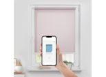 Rollo LICHTBLICK ORIGINAL "Klemmfix, ohne Bohren", rosa, weiß, weiß, B:100cm H:190cm, Polyester, Rollos, Rollo, Steuerbar mit Bluetooth-App, integrierter Elektromotor und Akku