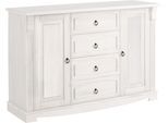 Sideboard OTTO HOME "Anna", weiß, B:140cm H:88cm T:44cm, Massivholz, Sideboards, Sideboard, Kommode, Breite 140 cm, 4 Schubladen, 2 Türen, Massivholz, FSC