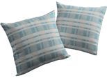 Dekokissen WIRTH "Laufenberg" Gr. 2, blau (blau, kariert), B:50cm L:50cm, Baumwolle, Polyester, Dekokissen_Sitzkissen_Kissenhüllen, Dekokissen, Kissenhülle ohne Füllung, 2 Stück