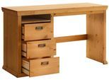Schreibtisch OTTO HOME "Konrad", beige (natur), B:129cm H:76cm T:48cm, Tische, Schreibtisch, aus zertifiziertem Massivholz, mit Schubladen, Breite 129 cm