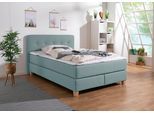 Boxspringbett HOME AFFAIRE "Fargo", blau (petrol), B:153cm L:227cm, Struktur fein (100% Polyester);Samtstoff (100% Polyester), Komplettbetten, Boxspringbett, in Überlänge 220 cm, mit Topper, 3 Ausführungen, 4, Breiten