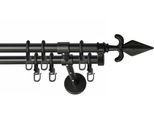 Gardinenstange GARESA "RUSTIKA", schwarz, L:440cm Ø:16mm, Metall, Gardinenstangen, Gardinenstange, rustikale Vorhanggarnitur, verlängerbar, m. Ringe, Endknopf Pfeil