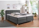 Boxspringbett HOME AFFAIRE "Fargo", grau (anthrazit), B:193cm L:207cm, Struktur fein (100% Polyester);Samtstoff (100% Polyester), Komplettbetten, Boxspringbett, inkl. Topper, in 3 Matratzenarten, in Samt- oder Strukturstoff