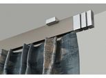 Gardinenstange GARESA "FLAT", silber (vernickelt, chromfarben), L:260cm, Aluminium, Gardinenstangen, Gardinenstange, Rechteckprofil, Deckenmontage, perfekter Lauf, modern, verlängerbar