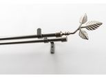Gardinenstange GARESA "SHEET mit offenem Träger", silber (mattchromfarben), L:270cm Ø:16mm, Metall, Gardinenstangen, Gardinenstange, Vorhanggarnitur, verlängerbar, Knopf mit Blätter, ohne Ringe