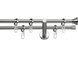 Gardinenstange INDEKO "Ibiza" Gr. 3, silber (edelstahlfarben, silberfarben), L:200cm Ø:12mm, Stahl, Gardinenstangen, Gardinenstange, Komplett-Set inkl. Ringen und Montagematerial