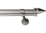 Gardinenstange GARESA "SPYRNA", silber (mattchromfarben), L:160cm Ø:16mm, Holzwerkstoff, Metall, Gardinenstangen, Gardinenstange, Vorhanggarnitur, verlängerbar, Spitze, ohne Ringe