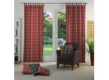 Vorhang WIRTH "FELINO" Gr. 3, rot, B:132cm H:225cm, Jacquard, Baumwolle, Polyester, Gardinen, Vorhang
