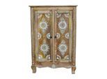 Highboard OTTO HOME "Gullaba", braun (hellbraun), B:80cm H:120cm T:40cm, Sideboards, Highboard, Kommode, Hand bemalt, Breite/Höhe 80/120 cm