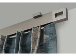 Gardinenstange GARESA "FLAT", silber (vernickelt), L:440cm, Aluminium, Gardinenstangen, Gardinenstange, Rechteckprofil, Deckenmontage, perfekter Lauf, modern, verlängerbar