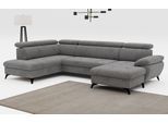 Wohnlandschaft COTTA "Hudson U-Form, B: 324 cm", grau (mouse), B:324cm H:100cm T:207cm, Sofas, Wohnlandschaft, mit Kopfteilverstellung, optional Bettfunktion & Bettkasten
