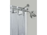 Gardinenstange GARESA "SHEET", silber (mattchromfarben), L:130cm Ø:16mm, Metall, Gardinenstangen, Gardinenstange, Vorhanggarnitur, verlängerbar, Knopf mit Blätter, ohne Ringe