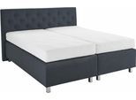 Boxspringbett, grau (anthrazit), B:194cm L:210cm, Bezug Unterbox und Kopfteil: Strukturstoff (77% Polyester und 23% Viskose);Bezug Obermatratze 100% Polyester, WESTFALIA SCHLAFKOMFORT, Komplettbetten, Boxspringbett, in diversen Ausführungen