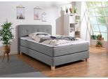 Boxspringbett HOME AFFAIRE "Fargo", grau (hellgrau), B:133cm L:207cm, Struktur fein (100% Polyester);Samtstoff (100% Polyester), Komplettbetten, Boxspringbett, inkl. Topper, in 3 Matratzenarten, in Samt- oder Strukturstoff