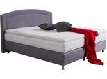 Boxspringbett, grau, B:194cm L:210cm, Bezug Unterbox und Kopfteil: Mikrovelours, strapazierfähig und pflegeleicht (100% Polyester);Bezug Obermatratze: 100% Polyester, waschbar bis 60C;Bezug Topper: 100% Polyester, waschbar bis 60C, WESTFALIA SCHLAFKOMFORT, Komplettbetten, Boxspringbett, mit Topper