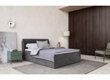 Boxbett COTTA "Cooper", grau, B:145cm L:213cm, 100% POLYESTER (PES), Komplettbetten, Boxbett, inkl. Topper, Bettkasten und verstellbarem Kopfteil