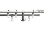 Gardinenstange INDEKO "Teneriffa" Gr. 4, silber (edelstahlfarben, silberfarben), L:240cm Ø:12mm, Stahl, Gardinenstangen, Gardinenstange, Komplett-Set inkl. Ringen und Montagematerial