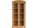 Vitrine OTTO HOME "Anna", beige (natur), B:97cm H:188cm T:46cm, Massivholz, Schränke, Vitrine, mit Glastüren, Höhe 188 cm, Massivholz, mit Zierfräsungen, FSC