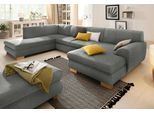 Wohnlandschaft HOME AFFAIRE "Nika zeitlos und elegant, viel Platz, U-Form", silber, B:347cm H:78cm T:84cm, Struktur fein (100% Polyester);MELROSE/Struktur (100% Polyeter/ 85%Polyester, 15% Polyacryl), Sofas, Wohnlandschaft, Wohnlandschaft, MELROSE/Struktur oder Struktur fein