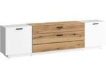 Lowboard HOME AFFAIRE "Dalano", braun (alpinweiß, coast evoke eiche), B:201,5cm H:55,5cm T:41,6cm, Holzwerkstoff, Sideboards, Lowboard, Breite ca.202 cm