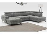 Wohnlandschaft COTTA "Hudson U-Form, B: 324 cm", grau (steel), B:324cm T:207cm, Sofas, Wohnlandschaft, mit Kopfteilverstellung, optional Bettfunktion & Bettkasten