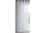 Vorhang KUTTI "Nelly" Gr. 4, weiß, B:135cm H:245cm, Voile, Polyester, Gardinen, Vorhang, mit praktischen Ösen, halbtransparent, modern bestickt Kreise grau, Topseller