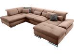 Wohnlandschaft "SO 4100 komfortable Federkernunterfederung, inkl. Kopfteilverstellung", braun (braun 16), B:365cm H:80cm T:225cm, SET ONE BY MUSTERRING, Sofas, Wohnlandschaft, wahlweise Bettfunktion und Sitztiefenverstellung, U-Form