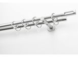 Gardinenstange GARESA "EASY", silber (silberfarben), B:65cm L:380cm Ø:20mm, Aluminium, Gardinenstangen, Gardinenstange, Vorhanggarnitur, verlängerbar, Endk. M. Ausschnitt, Alu, m. Ringe