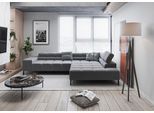 Ecksofa HOME AFFAIRE "Ancona New, wahlweise motorische Sitztiefenverstellung, auch in Cord", grau (steel), B:321cm T:216cm, 100% Polyester, Sofas, Ecksofa, feine Steppung, mit Kopfteilverstellung, 3 Zierkissen, L-Form