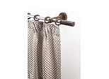 Gardinenstange GARESA "PEMPIA", braun (mattchromfarben, nussbaum), L:420cm Ø:20mm, Holzwerkstoff, Metall, Gardinenstangen, Gardinenstange, Vorhanggarnitur, verlängerbar, Knopf m.Ausschnitten, mit Ringen