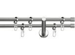 Gardinenstange INDEKO "Andrax" Gr. 4, silber (edelstahlfarben, silberfarben), L:240cm Ø:12mm, Stahl, Gardinenstangen, Gardinenstange, Komplett-Set inkl. Ringen und Montagematerial