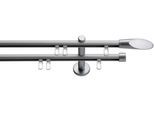 Gardinenstange INDEKO "Marbella" Gr. 2, silber (edelstahlfarben, silberfarben), L:160cm Ø:16mm, Aluminium, Gardinenstangen, Gardinenstange, Innenlauf Komplett-Set inkl. Gleitern und Montagematerial