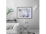 Bild QUEENCE "Fatima", blau (farbe rahmen: schwarz, farbe bild(er): blau), B:40cm H:30cm, Acrylglas, Holz, Papier, Bilder, Bild, Abstrakt, Marmor, gerahmt